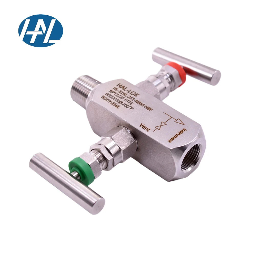 

1/2 NPT Male to Female 2-Valve Manifold High Pressure 316 Stainless Steel Manual Control for General Application Gas Media