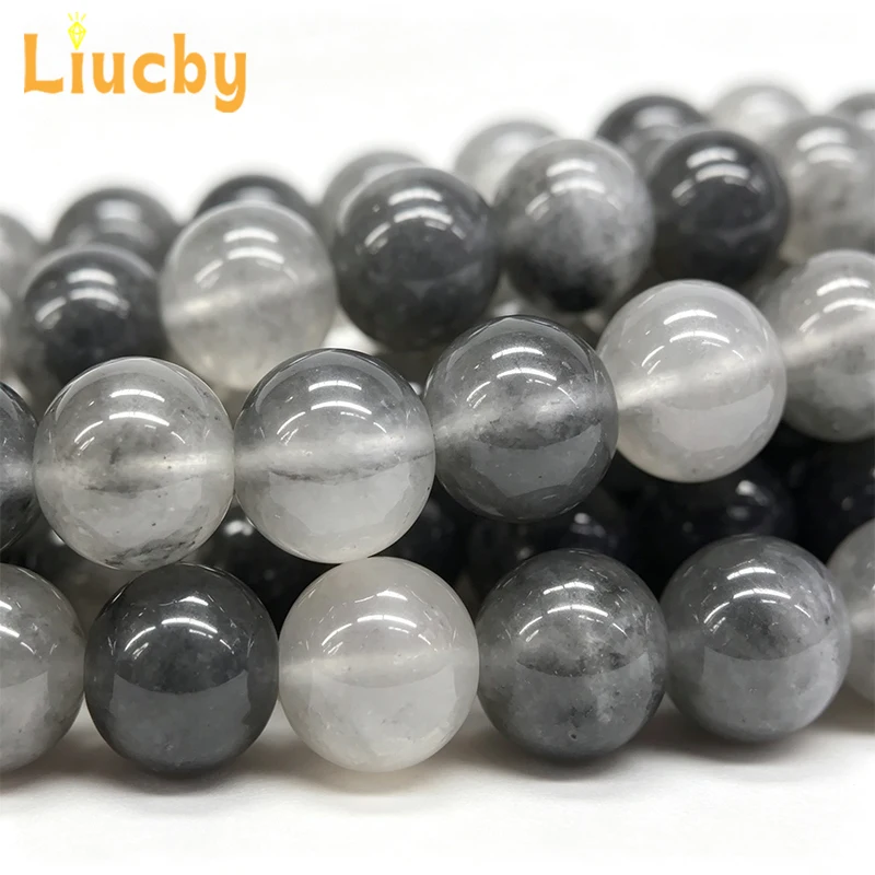 Großhandel Natürliche Grau-Weiße Trübe Quarz-Lose-Perlen Runde Perlen für DIY-Schmuckherstellung 6mm 8mm 10mm 12mm 14mm 15 Zoll Stränge – Detail 6