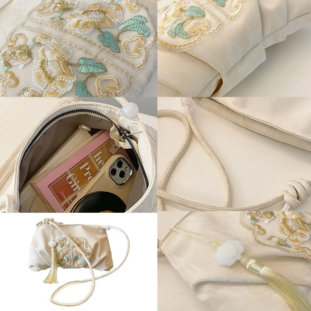 حزمة حقيبة حقيبة التطريز الناعمة النمط الصيني سعة كبيرة حقيبة ساعي حقائب اليد الموضة لفتاة النساء سيدة