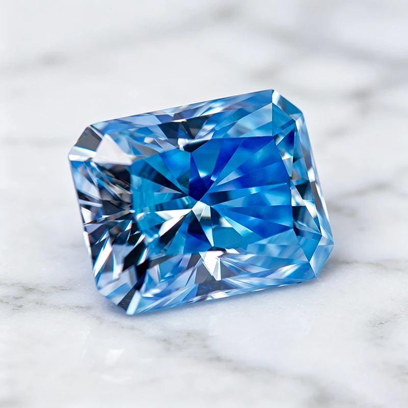 Moissanit-Stein im Radiant-Schliff, Eisblau, Laborgezüchteter Edelstein für DIY-Ringe, Halsketten, Ohrringe, Hauptmaterialien mit Zertifikat – Detail 4