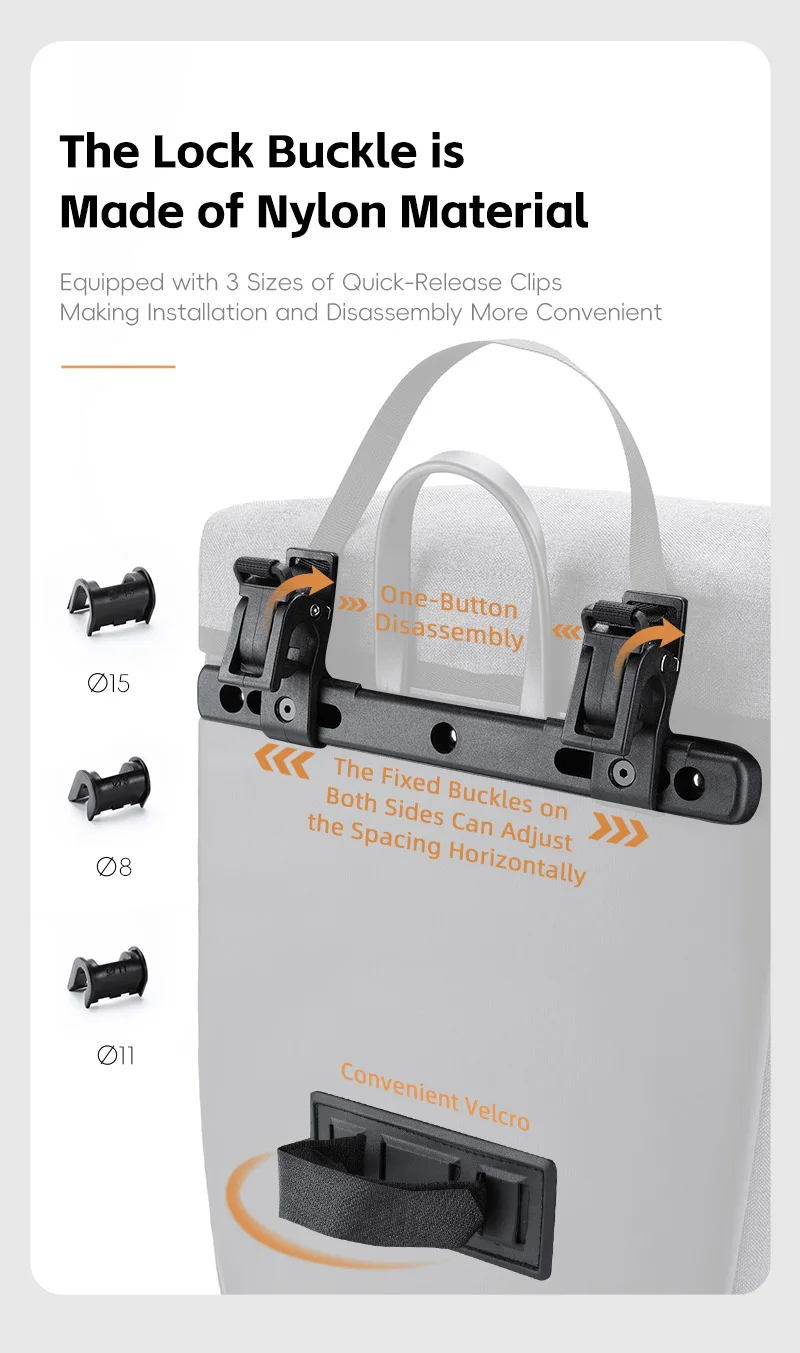 WEST BIKING 16L Wasserdichte Fahrrad-Gepäckträgertasche Große Kapazität Fahrrad-Gepäckträger-Tasche mit Schnellverschluss-Clips für Rennräder – Detail 8