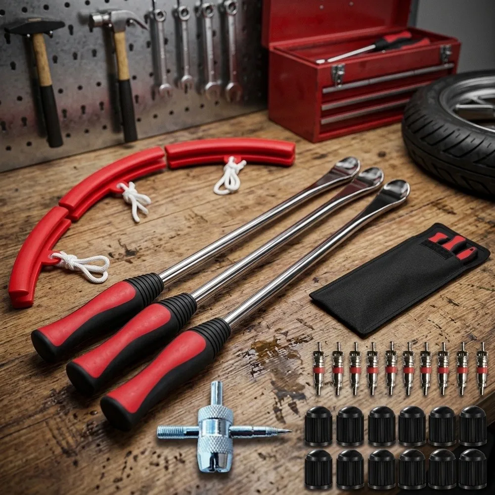 375mm Tire Change Kit 26-Piece Stainless Steel Lever Set Designed for For motorcycle For dirt Bike Tire Installation