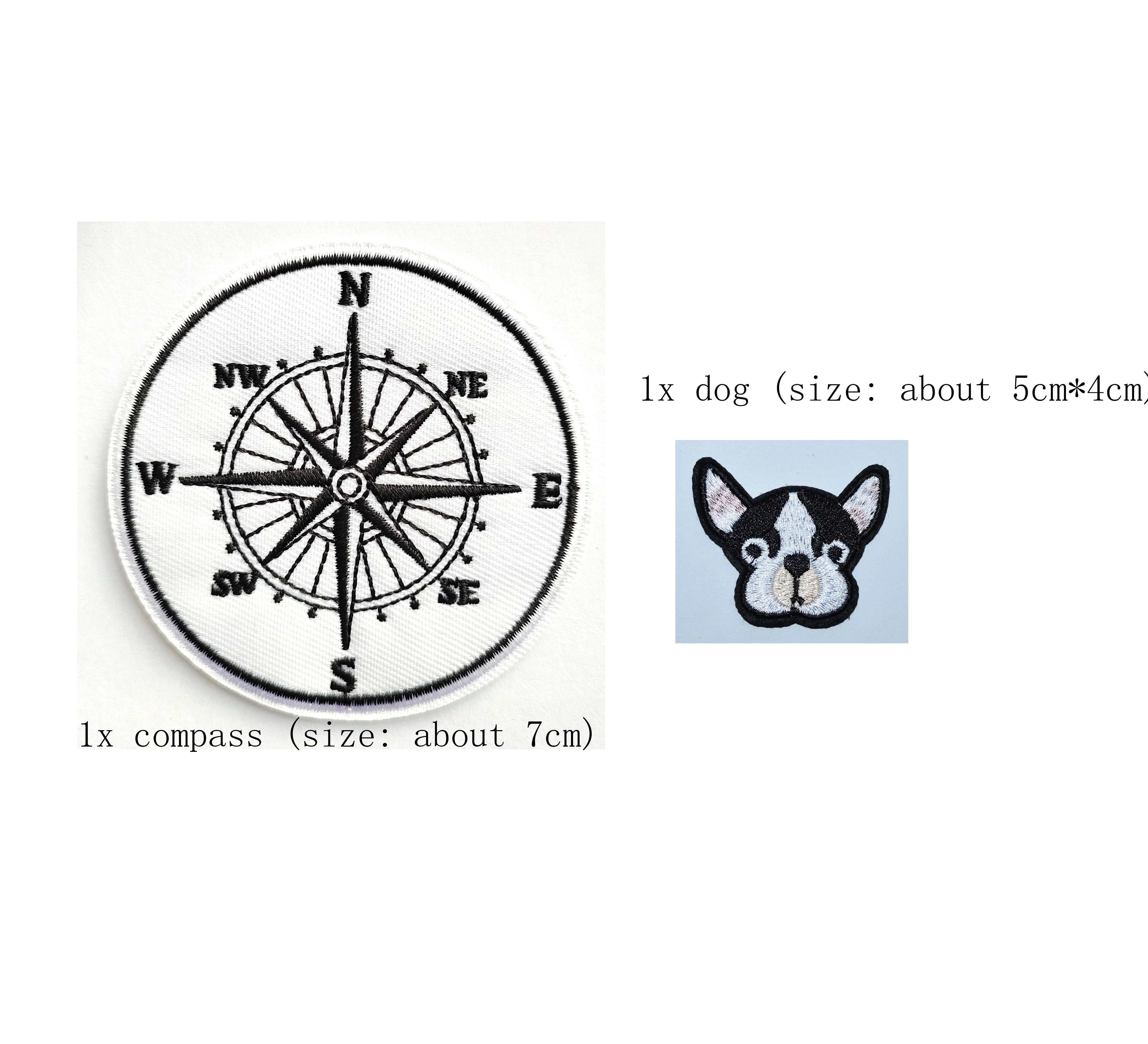 

1x Compass Patch & 1x Dog Puppy ~~ Embroidered Iron-On Applique Nature Adventure Hiking Trails Parks