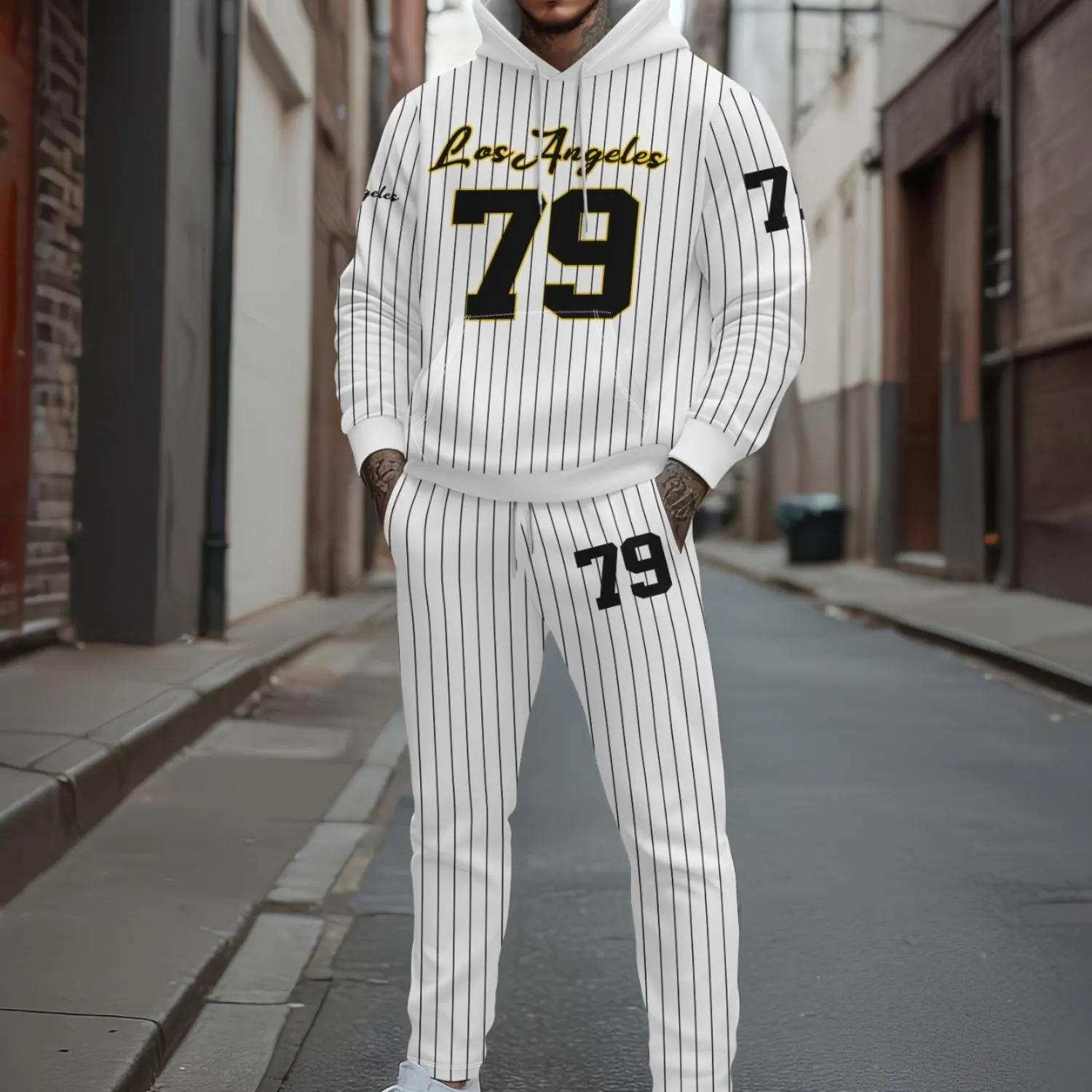 

Осень/зима LOS ANLELES 79, толстовки с капюшоном, мужская одежда, спортивный костюм, комплект из двух предметов, Brooklyn Racing Football, винтажные повседневные топы, одежда