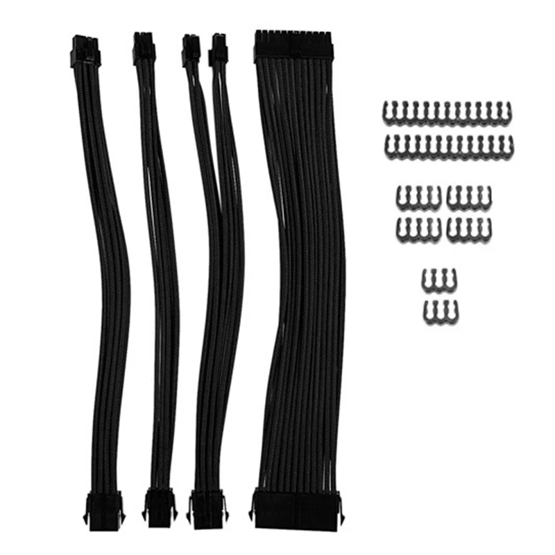 

NEW-Basic Extension Cable Kit, 1Pcs ATX 24Pin/EPS 4+4Pin/PCI-E 8Pin/PCI-E 6Pin Power Extension Cable Kit