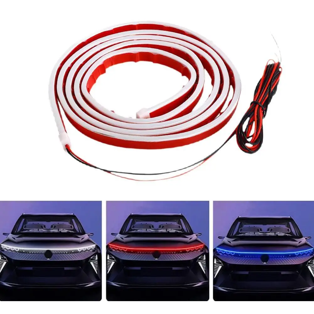 

Scan Starting LED Car Hood Light Daytime Running Light Universal Flexible Dynamic Car DRL 12V Ambient Decorative Light Strip