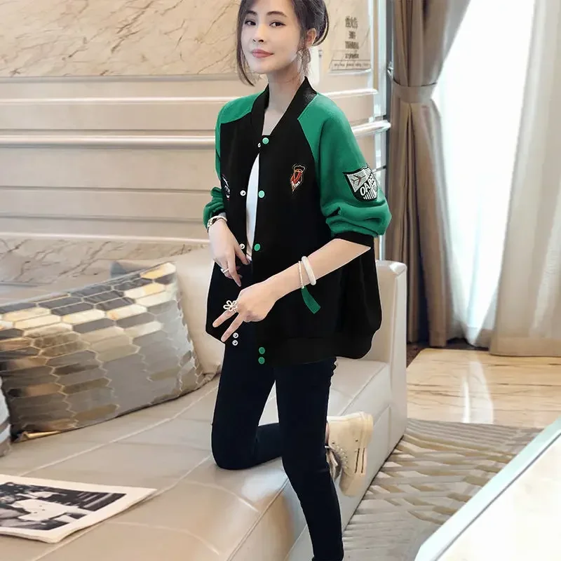 Bomber Jacket for Women Splicing Plain Loose Baseball Aviator Coat Woman Offer Modern Fashion Demi-season Youthful Elegant Deals