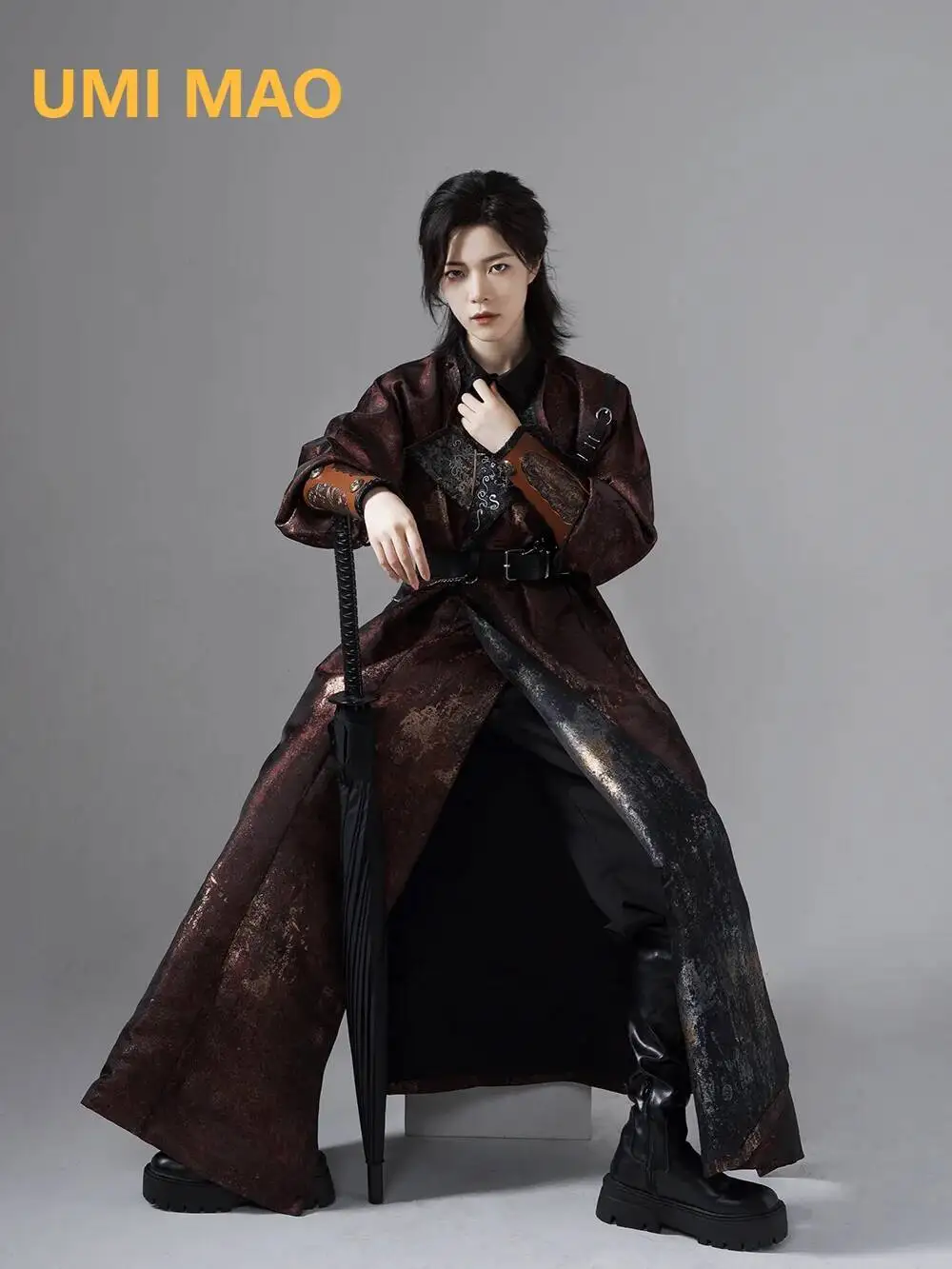 UMI MAO Trench Coat Hanfu Tang Round Neck Robe Female Coat Original  Autumn Men's Women's Two Sided Windbreaker Long Jacket