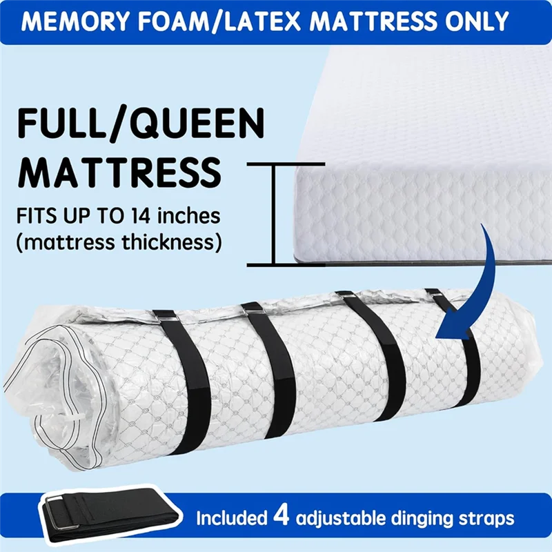 

ABZV-Vacuum Storage Bag For Queen Mattress - Ideal For Memory Foam And Latex Up To 14 Inches