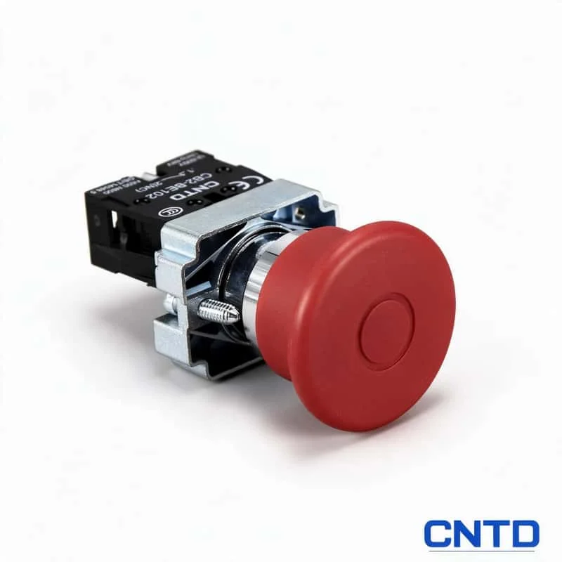 22mm Push-Pull Mushroom Button Switch Red 40mm Latching 1NC 1NO 1NC 10A 600V IP65 Compatible with XB2 Series
