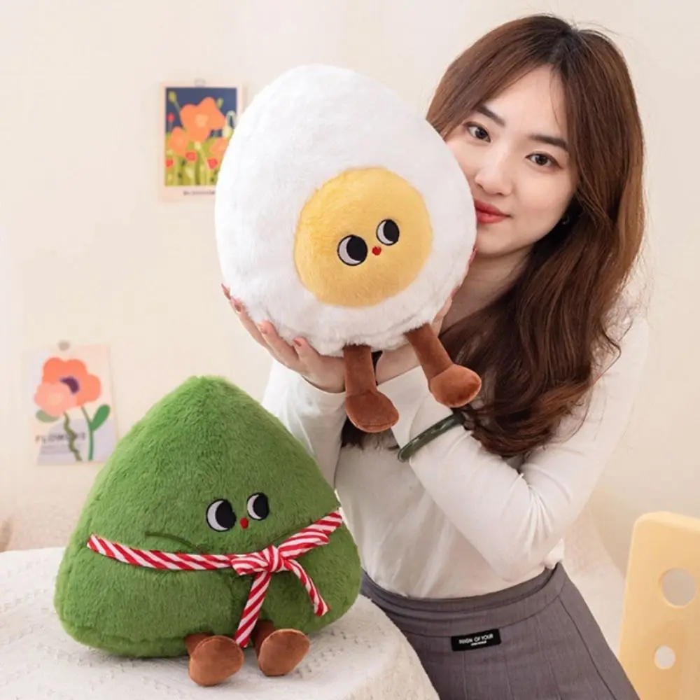 Chinese Style Zongzi Plush Dolls Simulation Creative Poached Egg Throw Pillow Soft Cute Doll Dragon Boat Festival Toys Office