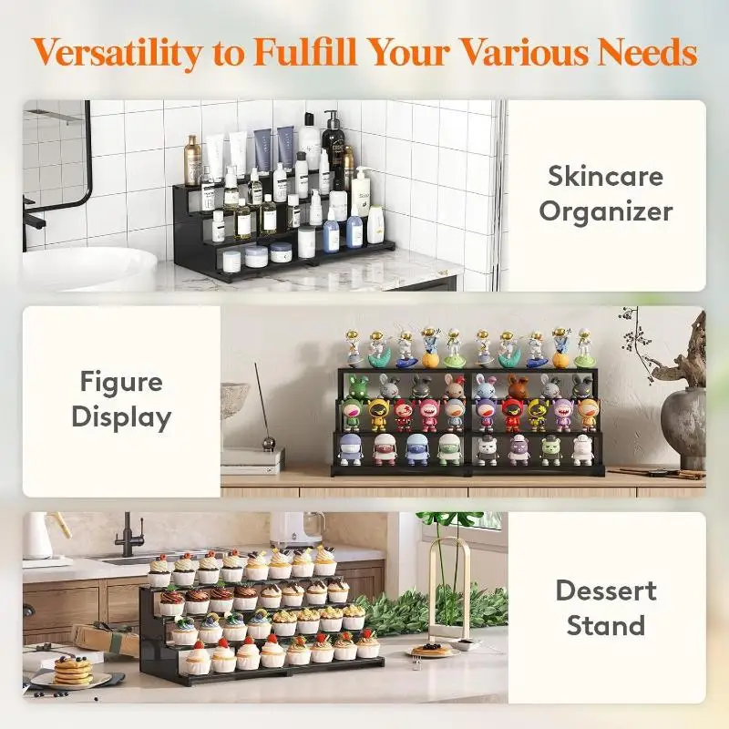 

1PC Acrylic 3 Tier Display Stand Transparent Storage Organizer For Perfume Cupcake Jewelry Figurine Home Decor Shelves
