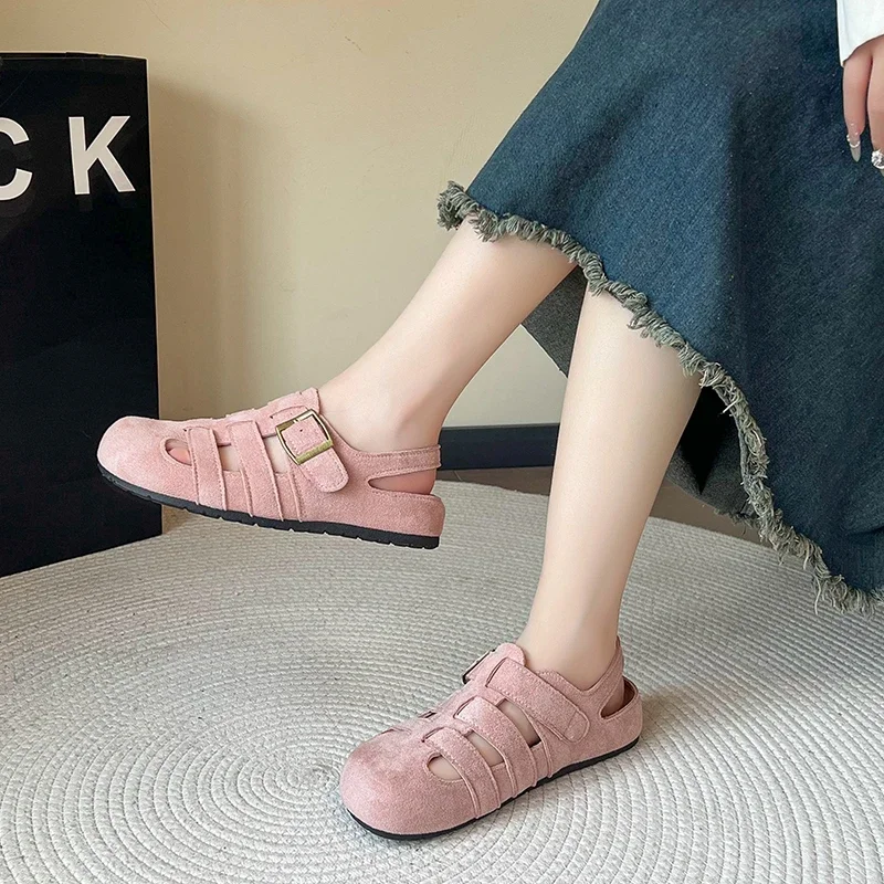 أحذية صنادل نسائية أحذية منصات رومانية لاتجاهات المرأة تقدم صندل البغال الوردي المريح صنادل صيفية بيرفوت