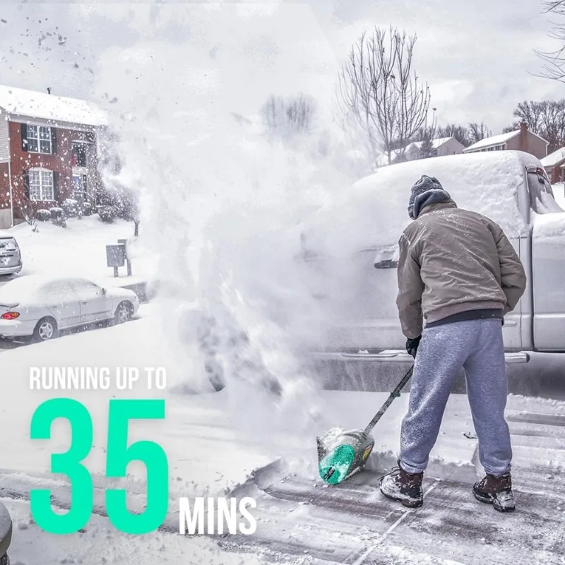 Cordless Electric Snow Shovel 20V 12 Inch Battery Powered Snow Thrower with Auxiliary Handle and 4.0Ah Li-ion Battery