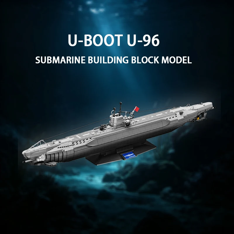 Neu auf Lager: U-BOOT U-96 Baustein-Set 1:72 U-Boot-Modell STEM-Lernspielzeug Perfektes Geschenk für Militär-Enthusiasten
