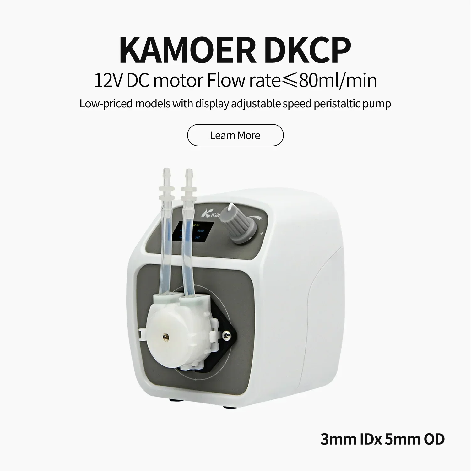 

Kamoer 80ml/min DKCP Peristaltic Pump 12V DC Motor Dosing Pump 3mmx5mm with Adjustable Flow Rate Control and Foot Switch