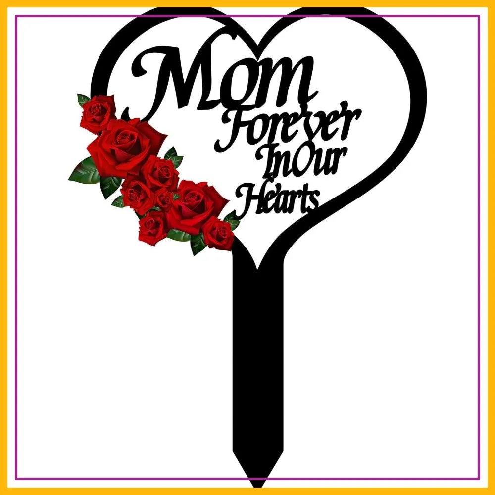 

Heart Memorial Plaque Stake for Cemetery, Metal Grave Marker Decoration for Mom Dad Outdoor Garden