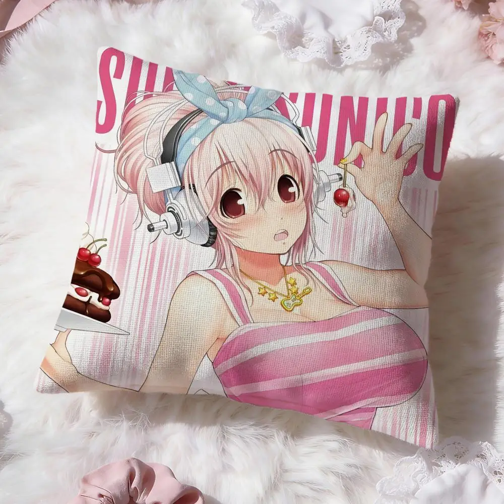 cute s-SUPER SONICO Cushion Cover Premium Comfort Reversible Pillow Cove -Two in One Design for Any Room & Car Interior