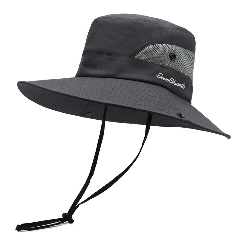 

Панама женская с широкими полями и тонкой сеткой, модная шляпа от солнца, для занятий спортом на открытом воздухе, в рыбацком стиле