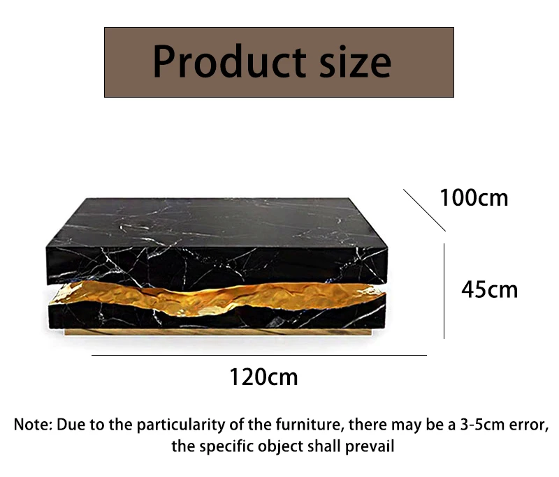 Modern living room coffee table square stainless steel marble home furniture
