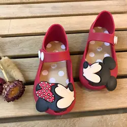 Disney Children's Sandals Girls Minnie Cartoon Garden Shoes 1-6 years old Waterproof Jelly Red Black Shoes Size 20-31