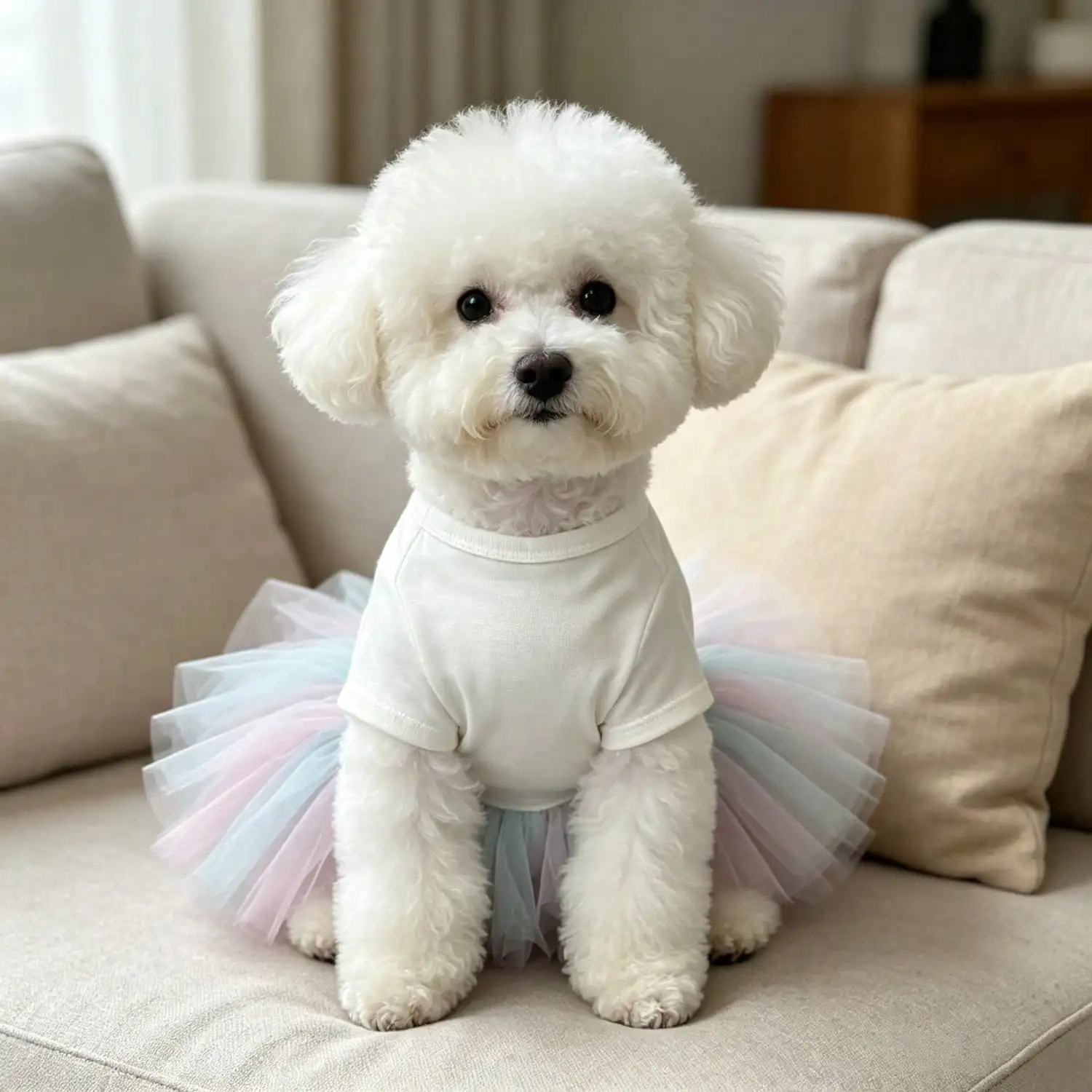 1pc Polka‑dot Bow Dog Princess Tutu Dress, Gradient Tulle Skirt Soft Pet Outfit for Small Dogs