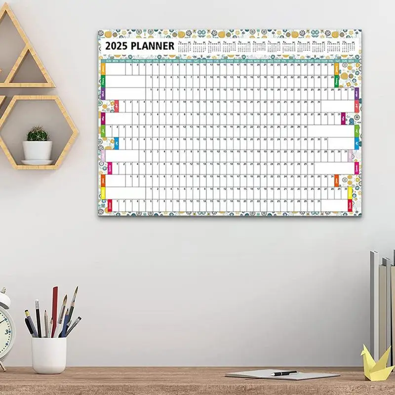 2025 Yearly Wall Calendar Practical Big Wall Calendar 2025 Yearly Planner Foldable Work Calendar 12 Month Wall Calendar For Home