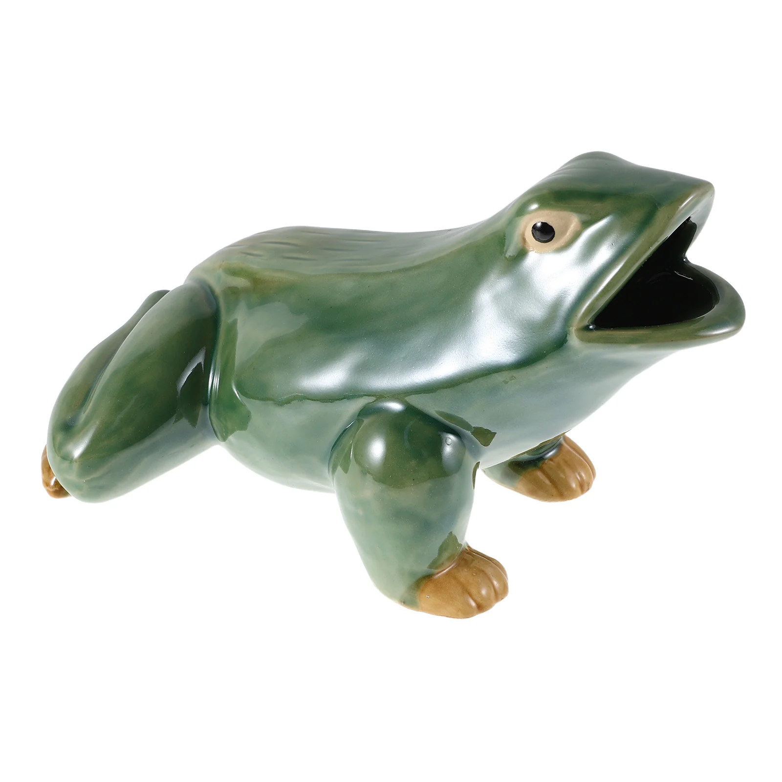 

Ceramic Frog Water Spitting Ornament Realistic Big Mouth Design for Garden Pond Fish Tank Bonsai Decor Outdoor Indoor Landscape