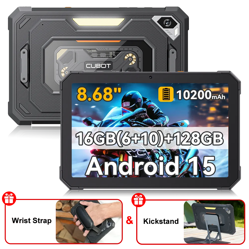[Versand aus Polen] Cubot Tab KingKong Mini 16GB(6+10) 128GB 10200mAh Android 15 Robustes Tablet 8,68'' 90Hz Campinglicht 48MP