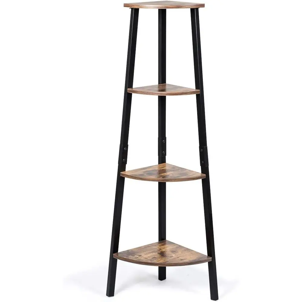 4-Tier Ladder Metal Bookshelf, Storage Rack, Plant Stand, Multipurpose Accent Furniture for Home or Office, Display Shelf in Rus