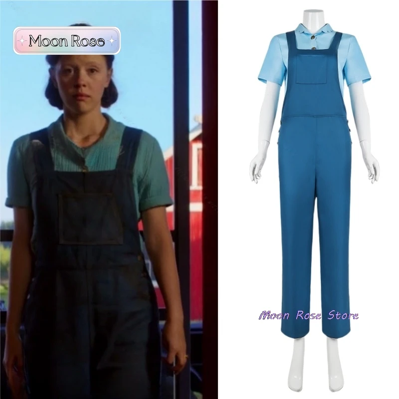 

Жемчужный костюм для косплея, синий комбинезон из фильма ужасов X Prequel, рубашка с ремешком, брюки, фермерский костюм, женский карнавальный костюм на Хэллоуин, аниме