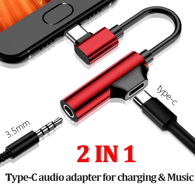 2 w 1 type-c do 3.5mm Adapter słuchawkowy telefon USB type-c do 3.5mm Jack Audio słuchawki pomocniczy kabel do Xiaomi Huawei