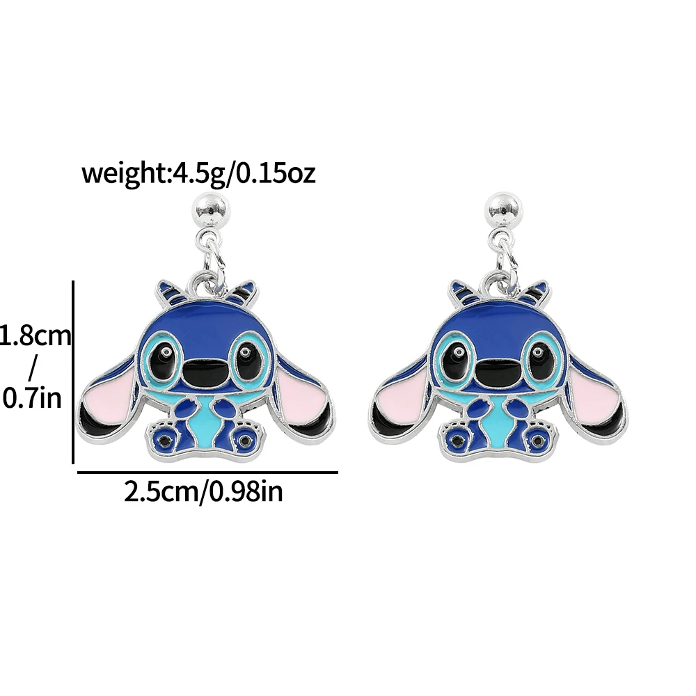 Disney Anime Cartoon Stitch Earring Fashion Metal Stitch Ear Stud For Women Girl Birthday Party Charms Jewelry Gifts