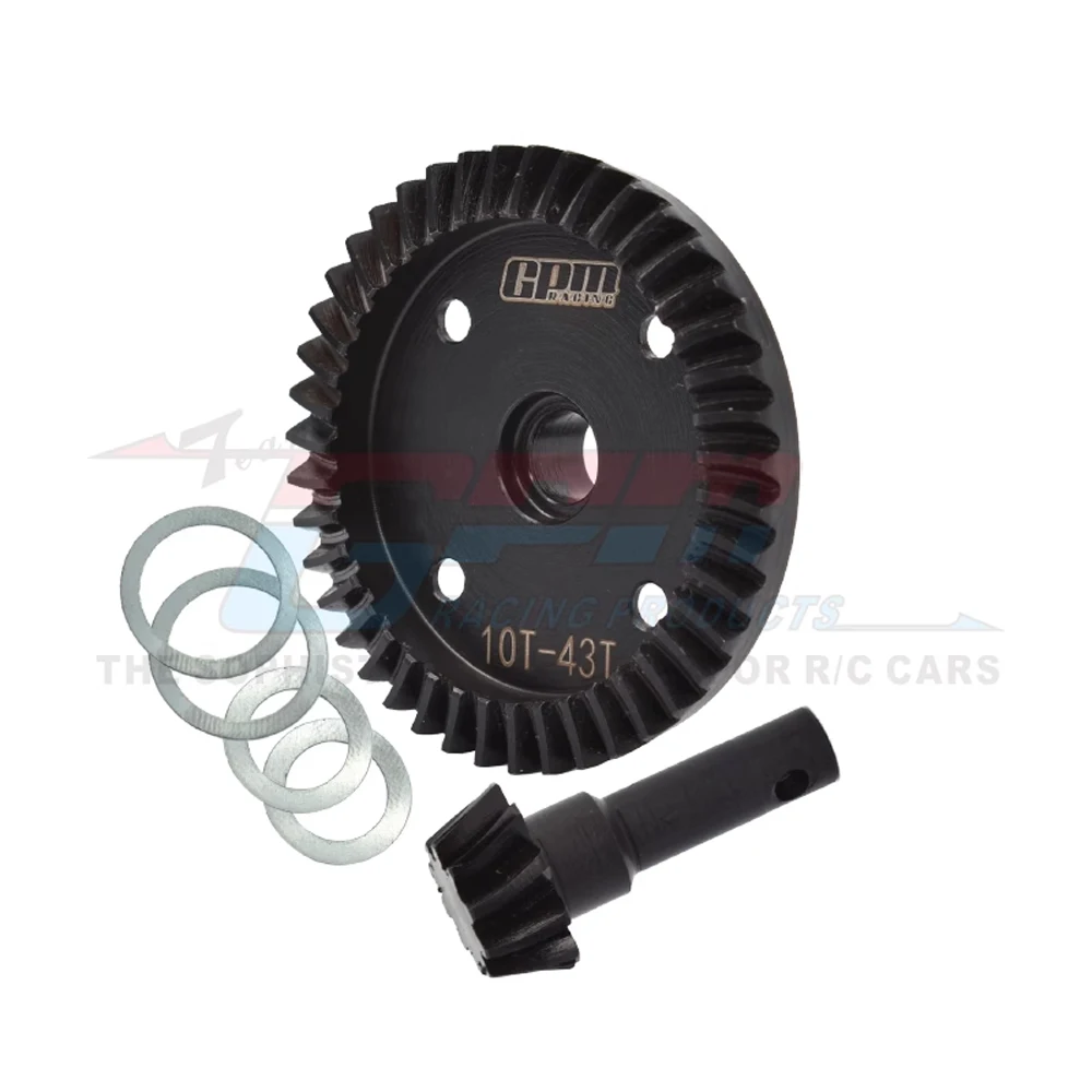 GPM Metal Steel 43T Differential Ring Gear 10T Pinion Gear 9579 9579R for Traxxas 1/8 Sledge 4WD Monster Truck 95076-4 RC Car