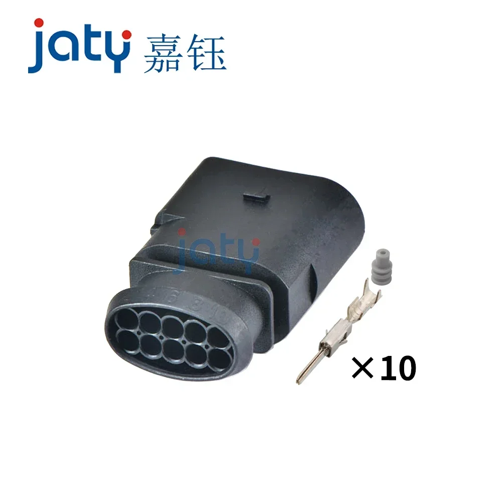 JATY 1Set 10-Pin 1J0973715/1J0973815/6X0973815 1.5mm Automotive Headlight Connector Car Door Lock Socket For VW Audi DJ7102B-1.5