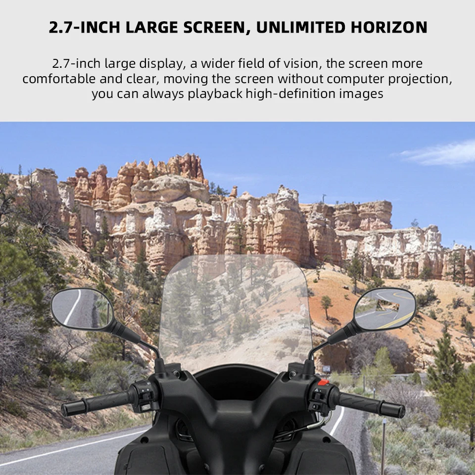 Acceo P9 1080P دراجة نارية داشكام مع واي فاي دعم الكاميرا الخلفية عدسة مزدوجة دراجة نارية المرايا مسجل فيديو Dvr للدراجات النارية