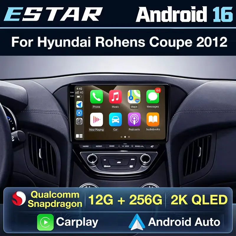 Wireless CarPlay Android Auto For Hyundai Rohens Genesis Coupe 2012 Android 16 Car Radio Head Unit Player GPS 4G 2 DIN Autoradio