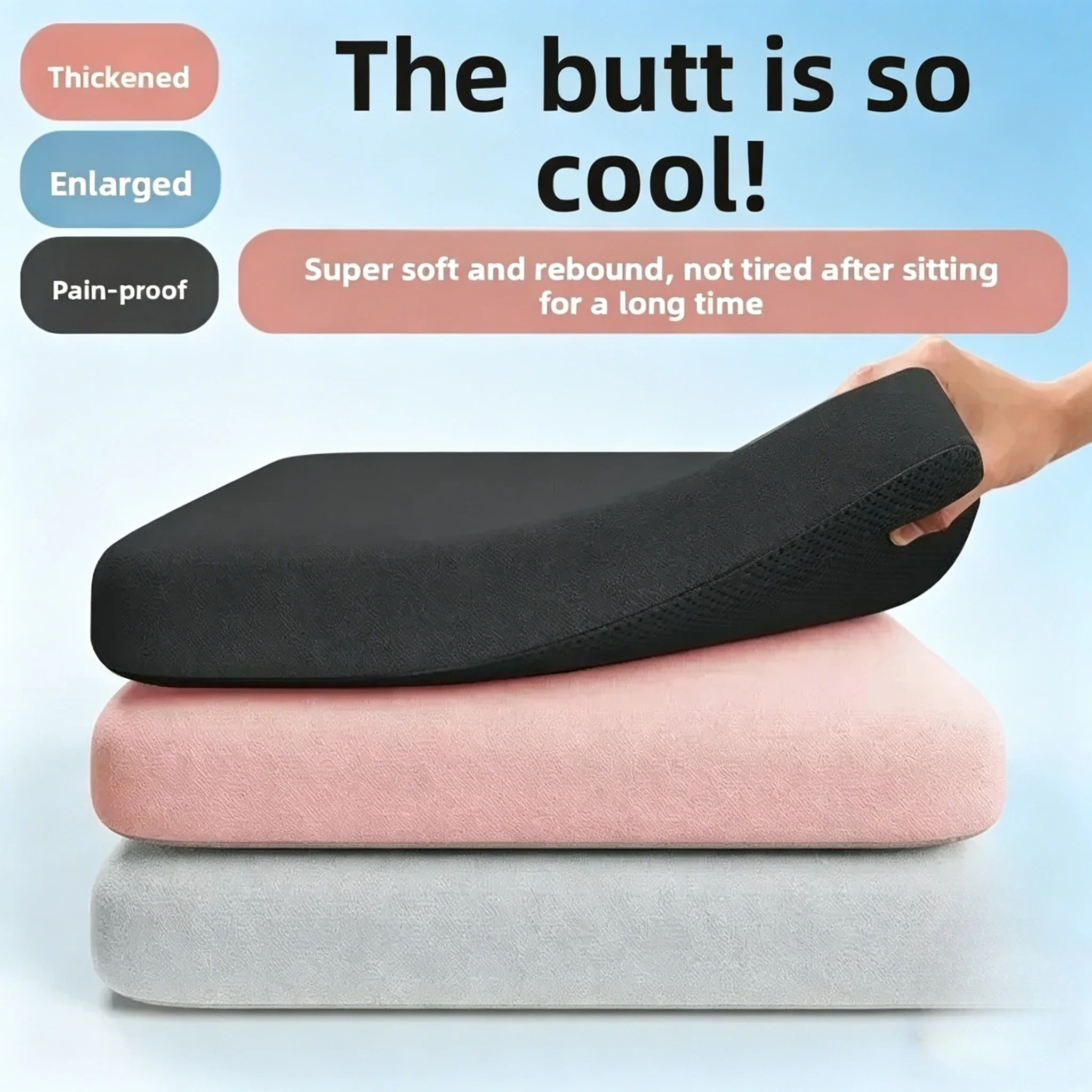 New Ultra-Soft 4cm Foam Cushion Office Chair Car Seat Pad Supports Lumbar, Eases Pain During Extended Sitting