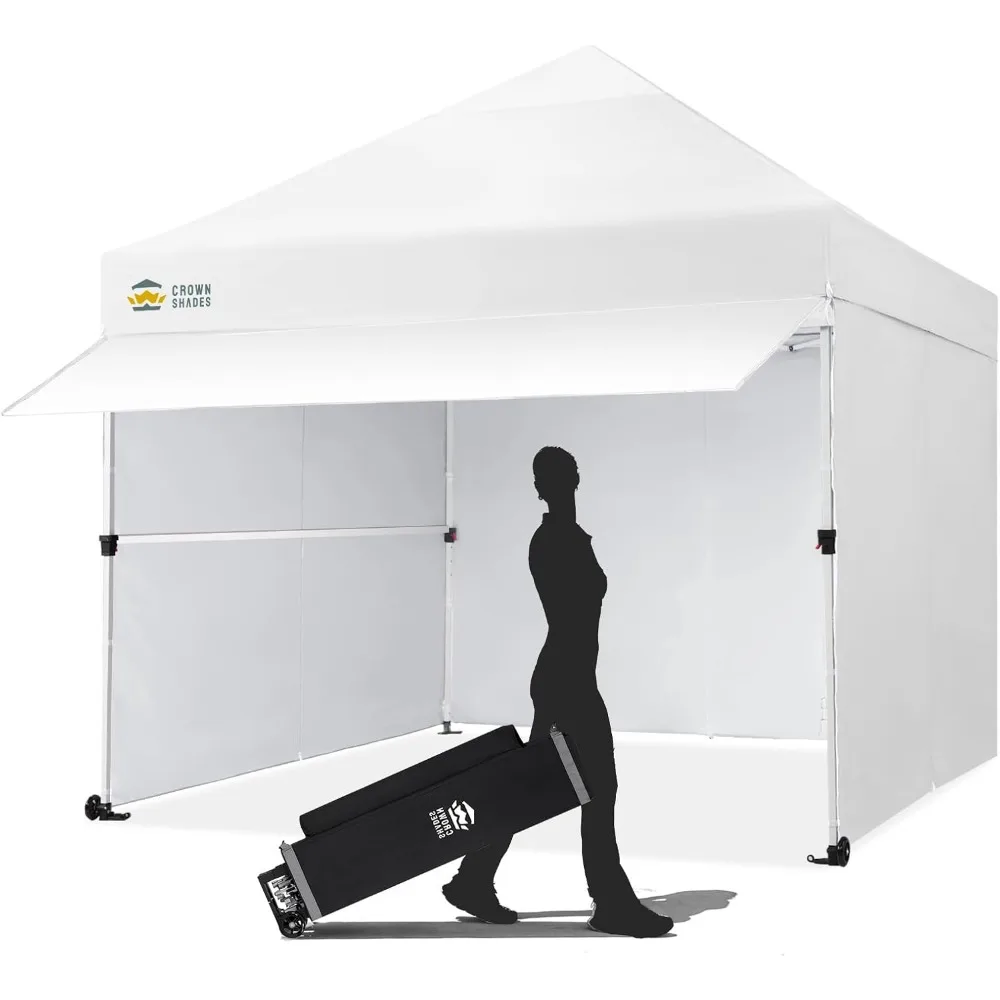 10x10 expandable quick set tent | 4 side walls, canopy, single person setup, portable bag with wheels, alloy steel, polyester material