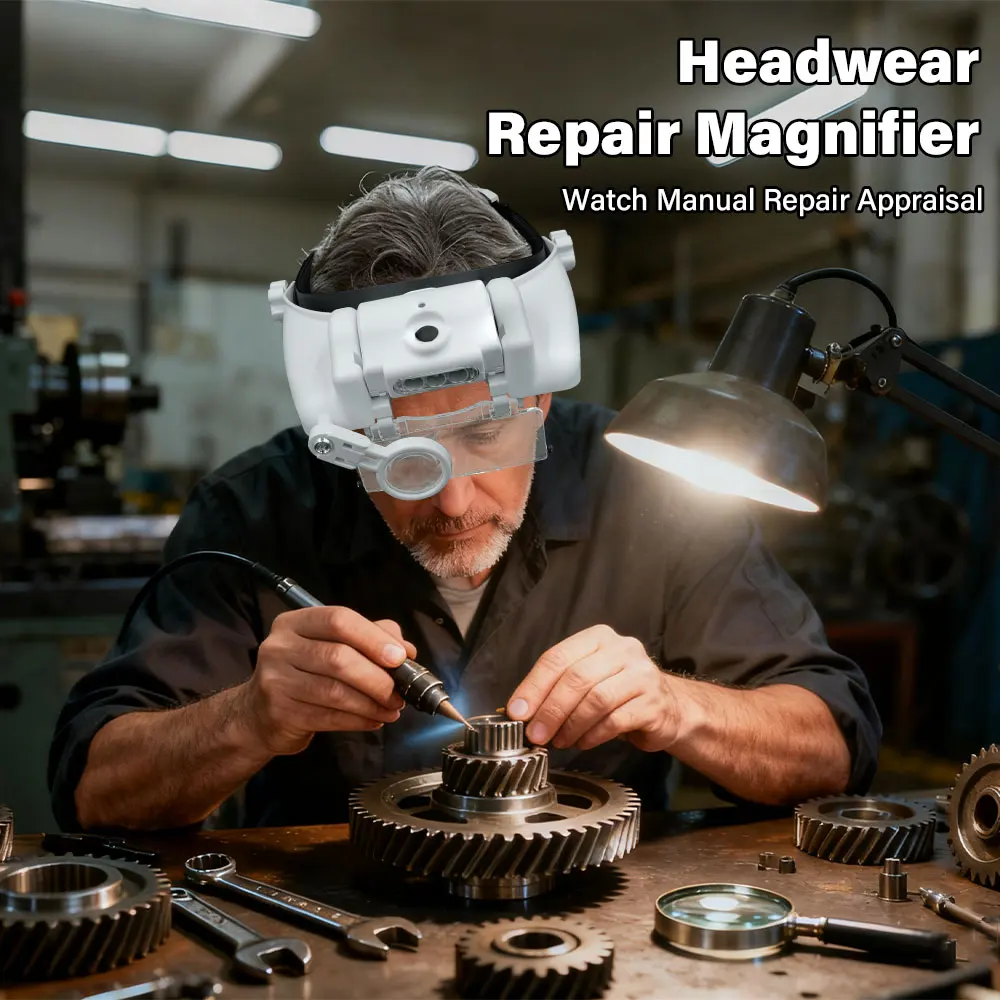 Headband Magnifying Glass LED Illuminated USB Rechargeable Glasses Loupe Watchmaker Repair Tool 1.5x 2x 2.5x 3x 3.5x 8x
