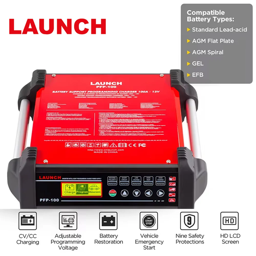 Launch PFP 100 Programming Power Supply & Charger & Starter Auto Battery Repair Real-time Car Regulator Vehicle Tool 110V 220V