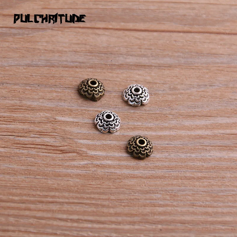  100pcs 3*7*7mm Two Color Receptacle Hollow MINI Flower DIY Spaced Jewelry Accessories Charms For Jewelry Making