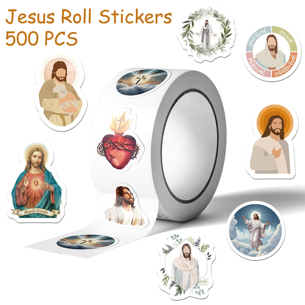 500pcs Cartoon Retro Jesus Roll Stickers Decals For Phone Bottle Laptop Scrapbook Skateboard DIY Graffiti Aesthetic Stickers