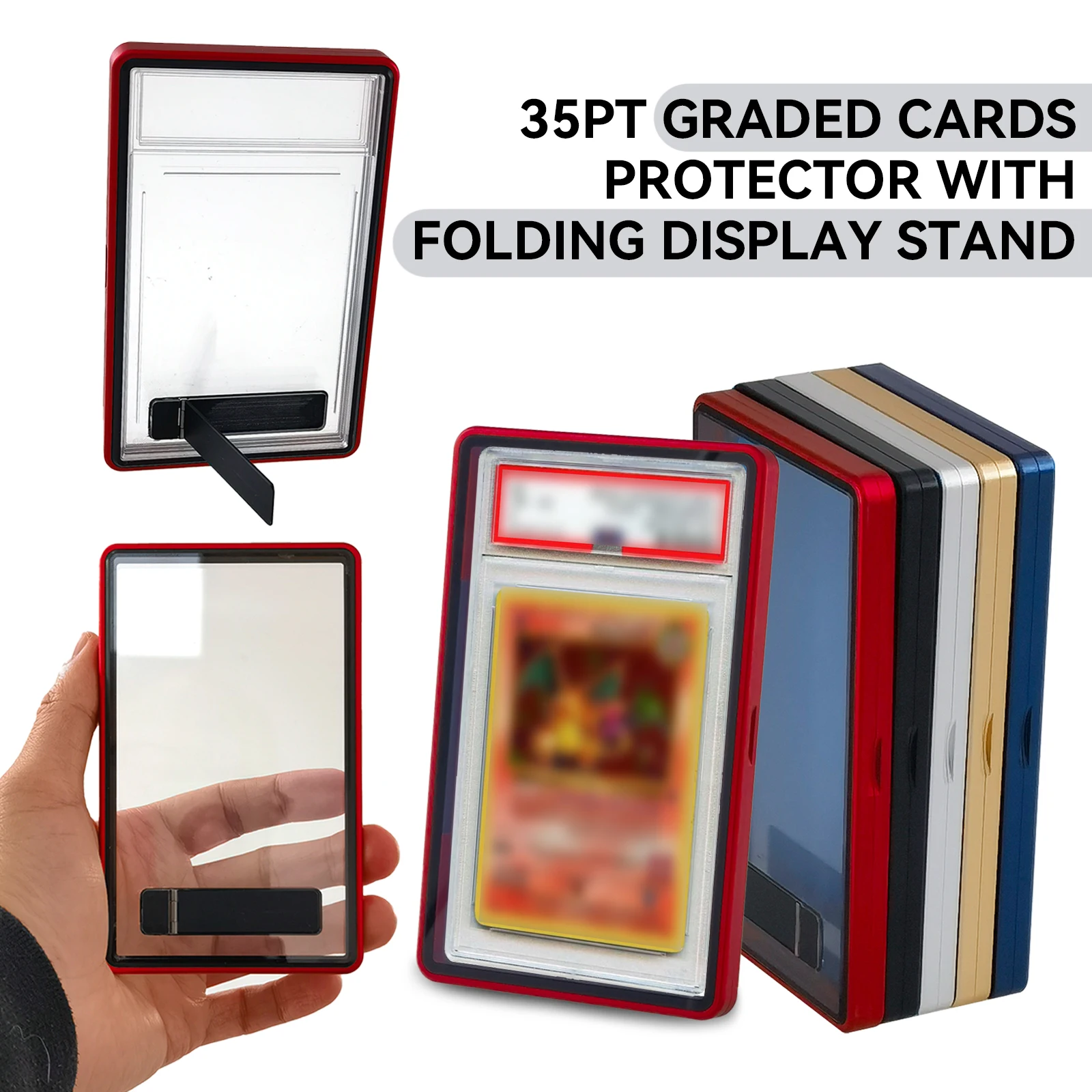 Graded Trading Cards Slabs Guard Box Bumper Metal Protector Casewith Stand for PSA, UV & Scratch Resistant Display Box HoderMGBY