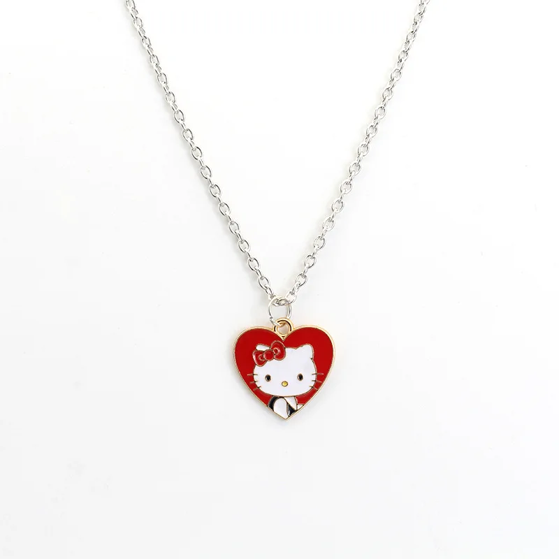 Lovely Cartoon Hellokitty Sanrio Anime Kids Chain Necklaces Cute Hollowed Kitty Alloy Necklace for Women Girls Birthday Gift