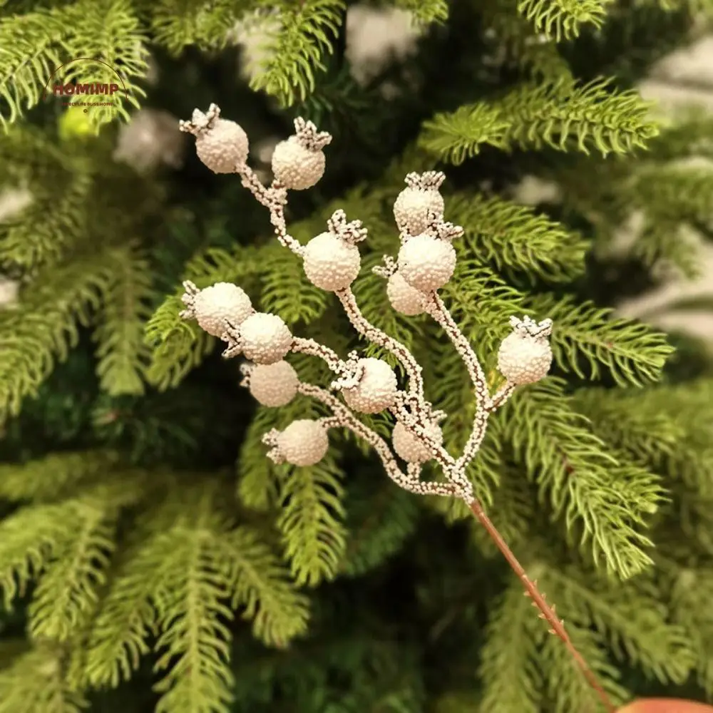 

5Pcs/set 20CM DIY Christmas Pomegranate Fruit Foam White Artificial White Berry Handmade Christmas Tree Ornament Living Room