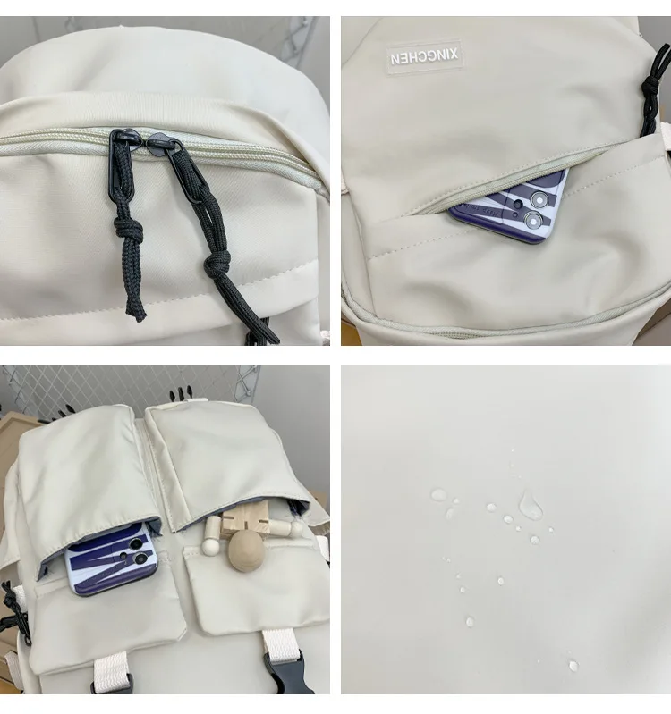 Multifunctional Teenager School Backpack Fashion Cool Nylon Pure Color Backpack Bag Boy Girls Casual Large Capacity Laptop Bag