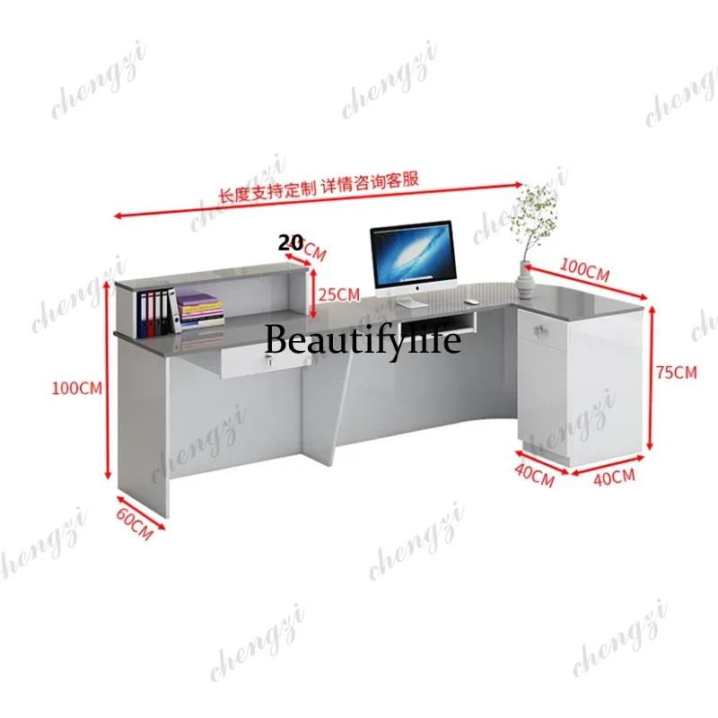 Customized Beauty Desk Table Professiona Luxury Unique Design Reception Desk Simple Trendy Schreibtisch Office Furniture