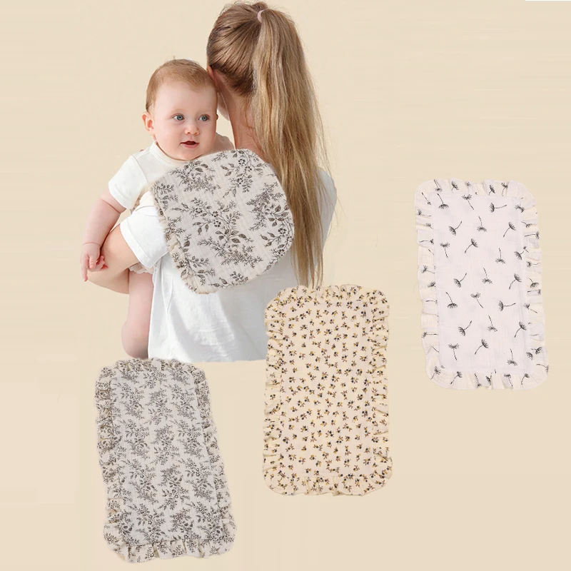 3Pcs/Set Solid And Printed Colors Muslin Cotton Gauze Shoulder Rag Baby Burping Pad Ruffle Print Leaf Newborn Baby Burp Cloths