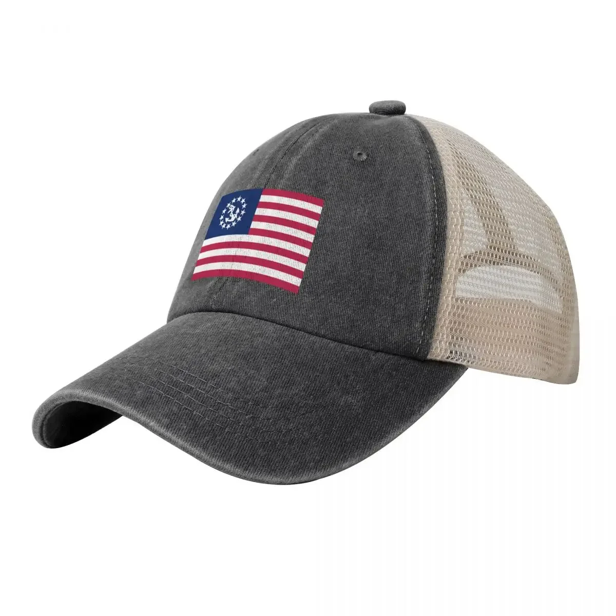 

American Yacht Anchor Flag Cowboy Mesh Baseball Cap Anime Wild Ball Hat Hats Woman Men's